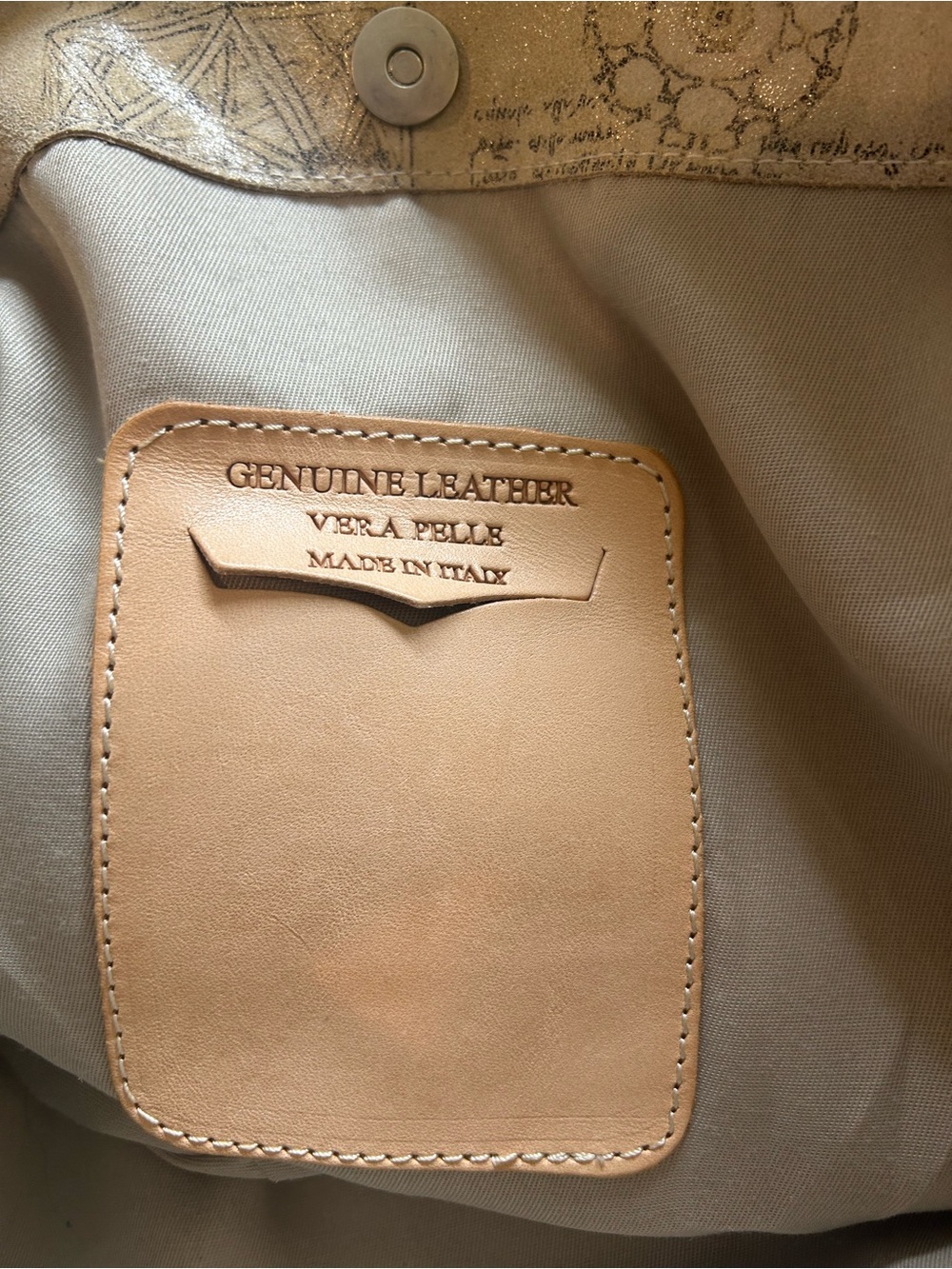 Genuine Leather Vera pelle Beige Printed Hobo Shoulder Bag - Picture 9 of 10